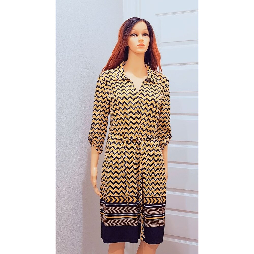 Mille Gabrielle Polyester Shirt Dress, Pre-owned, Large